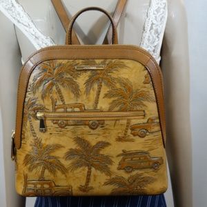 EUC BRAHMIN Tan Copa Cabana Woodies Cars Backpack